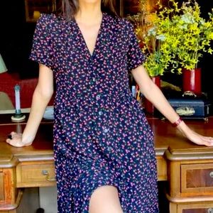 Urban Outfitters Mila Midi Shirt Dress, Black Floral Print, Medium